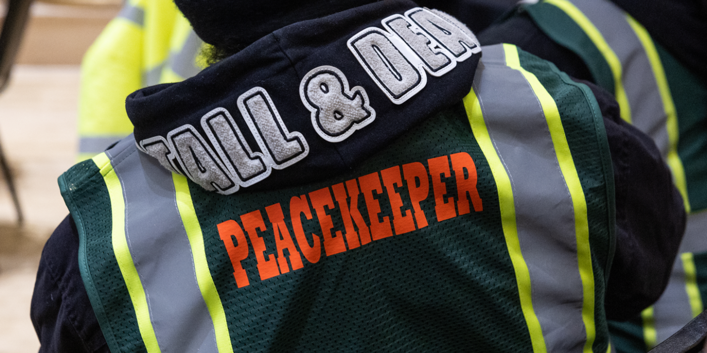 Person wearing a Peacekeeper shirt